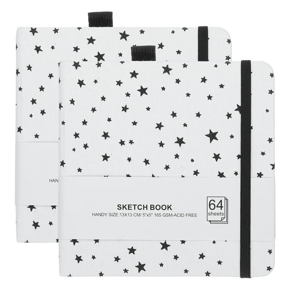 Uxcell 2 Pcs 5.1x5.1" Square Watercolor Sketchbook, 64Sheet 165GSM/112lb Pen Holder, White