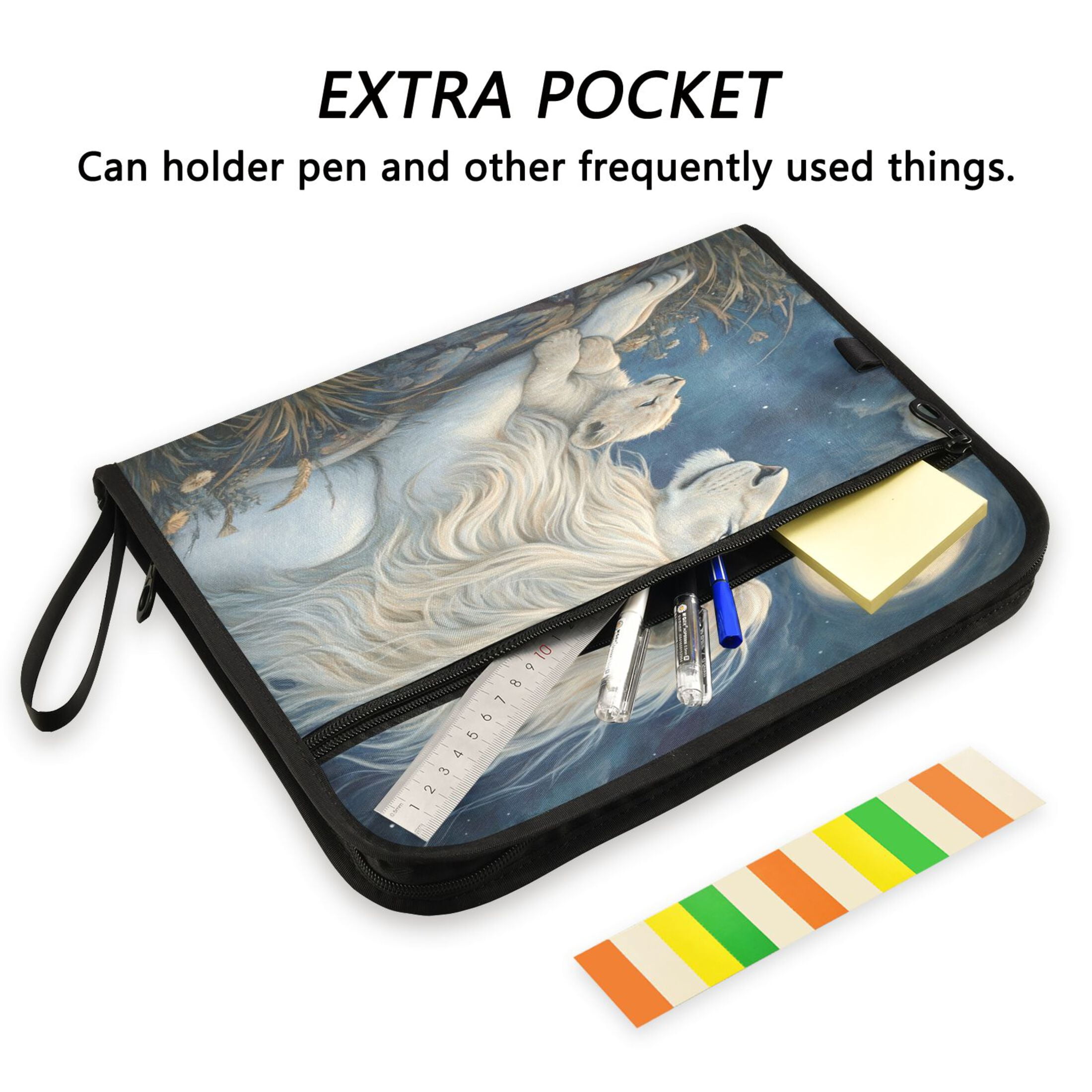 WOBOGO White Maned Lion Expanding File Folder Letter Size Accordion Filing Organizer 13 Pocket Separate Organ Pocket