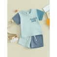 thumbnail image 3 of Qtinghua 2Pcs Infant Toddler Baby Boy Girl Summer Outfits Short Sleeve Contrast Color Tops and Shorts Clothes, 3 of 9