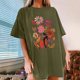 thumbnail image 2 of Faldas Cortas para Mujeres, Impresión de Flores Casual Oversized Camiseta de Manga Corta Top Hecho de 95% Poliéster 5% Spandex para Primavera Verano, Falda Corta de Verano, 2 of 7