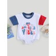 thumbnail image 2 of Wassery My First 4Th of July Outfit Infant Baby Girls Boys Romper Independence Day Clothes Letter Print Contrast Color Short Sleeve Round Neck Bodysuits 0-24M, 2 of 9
