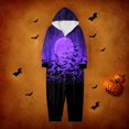thumbnail image 1 of Family Halloween Pjs Matching Sets Halloween Print Long Sleeve Zippered One Piece Pajama Hooded Jumpsuit Winter Halloween Pjs Family Set, 1 of 4