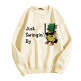 thumbnail image 1 of Gibobby Tops Mujeres Casual Suéter casual de manga larga con cuello redondo y estampado de Just Swingin By para mujer (Beige, M), 1 of 4