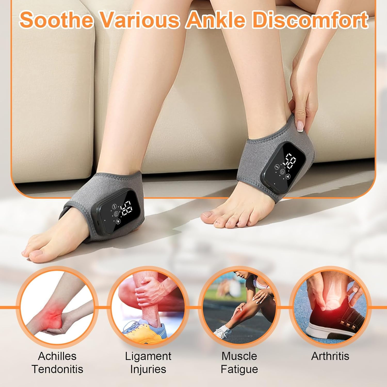 2PCS Foot Massager with Smart Timer, 3-in-1 Wire-Less Portable Vibrating Heated Feet Massagers for Neuropathy Pain Relief & Ankle Relaxation & Blood Circulation in Home Office Travel (Black)
