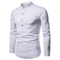 thumbnail image 2 of Lilgiuy Men Casual Solid Fashion Stand-up Collar Variable Sleeve Pullover Length Long Sleeve Shirt Blouse Performance Workout Muscle Cut Tee, 2 of 4