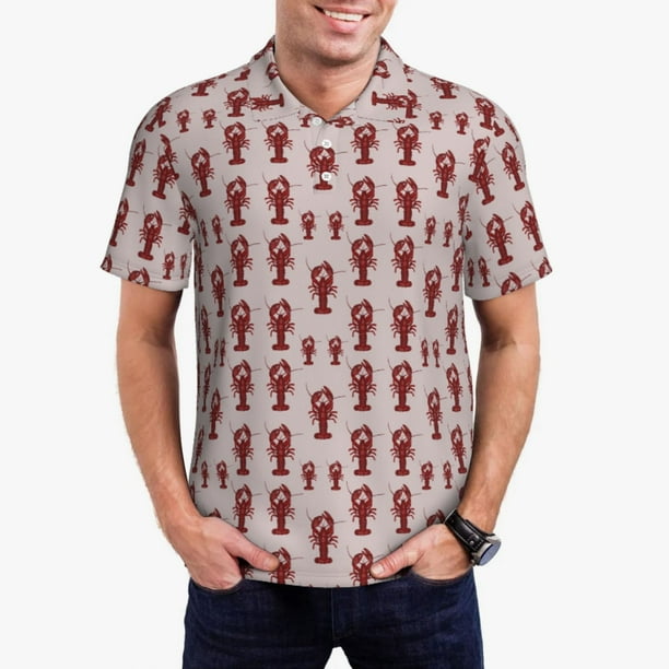 Fotbe Red Lobster With Claws Camiseta Polo de Golf para Hombre con Estampado – Camisa Deportiva Transpirable con Cuello Abotonado-Large