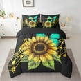 thumbnail image 2 of Erosebridal Sunflower Butterfly Bedding Sets King Size, Gold Music Notes Melody Comforter Sets with Sheets, Blossoms Home Deccor, Reversible 7 Pieces, 2 of 4