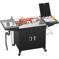 thumbnail image 1 of Îlot de Cuisine Extérieur avec Évier, Bac à Glace, Armoire de Rangement de 100 Gallons et Roues Verrouillables, Table de Préparation en Acier Inoxydable pour BBQ, Cuisson et Grillades en Plein Air, 1 of 6
