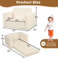 thumbnail image 3 of XJD Fold-Out Toddler Chairs for Kids, 2-in-1 Toddler Soft Sherpa Baby Couch Fold Out, Convertible Sofa to Lounger for Girls and Boys, Beige, 3 of 8