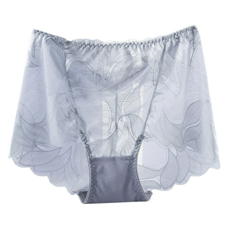 BYHONG Women s Underwear Plus Size Underwear High Waist Women s Lace Seamless Briefs Panties for Women Grey XL