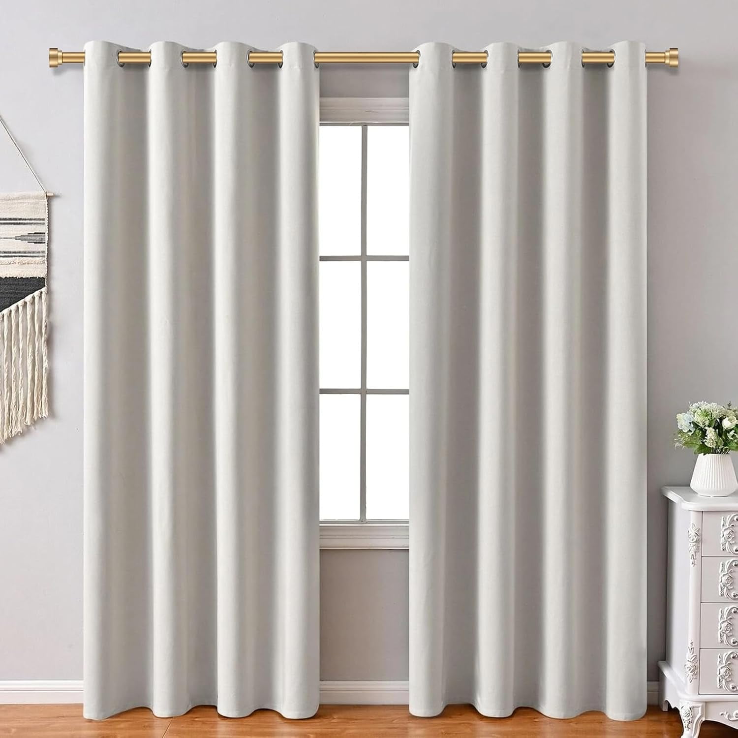 2 Pack Heavy Duty 1 Inch Diameter Single Curtain Rods 36-72” Adjustable Window Curtain Rod with Aluminum Alloy Cylindrical Cap Finials, Wall Mount and Ceiling Mount, Matte White