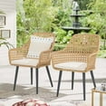 JOIVI 2Piece Patio Wicker Dining Chairs, AllWeather Rattan with