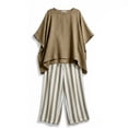 thumbnail image 5 of AHTJRT Women's Lounge 2 Piece Outfits Loose Fit Tunic Tops and Flowy Striped Wide Leg Pants Set Summer Beach Vacation Everday Wear Outfits Khaki XXL, 5 of 7