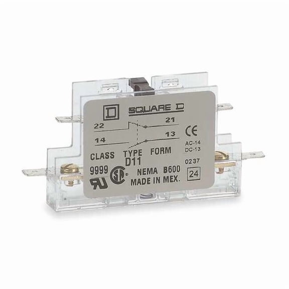 Square D Auxiliary Contact,2 NO 9999D20
