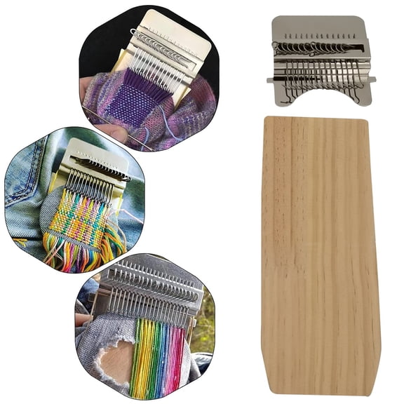 Small Loom Speedweve Type Weave Tool,darning Loom Quickly Mini Mending Convenient Darning Loom for Mending Jeans Socks Clothes Loom Machine Makes Beautiful Stitching Diy Weaving Arts (14 Hooks)