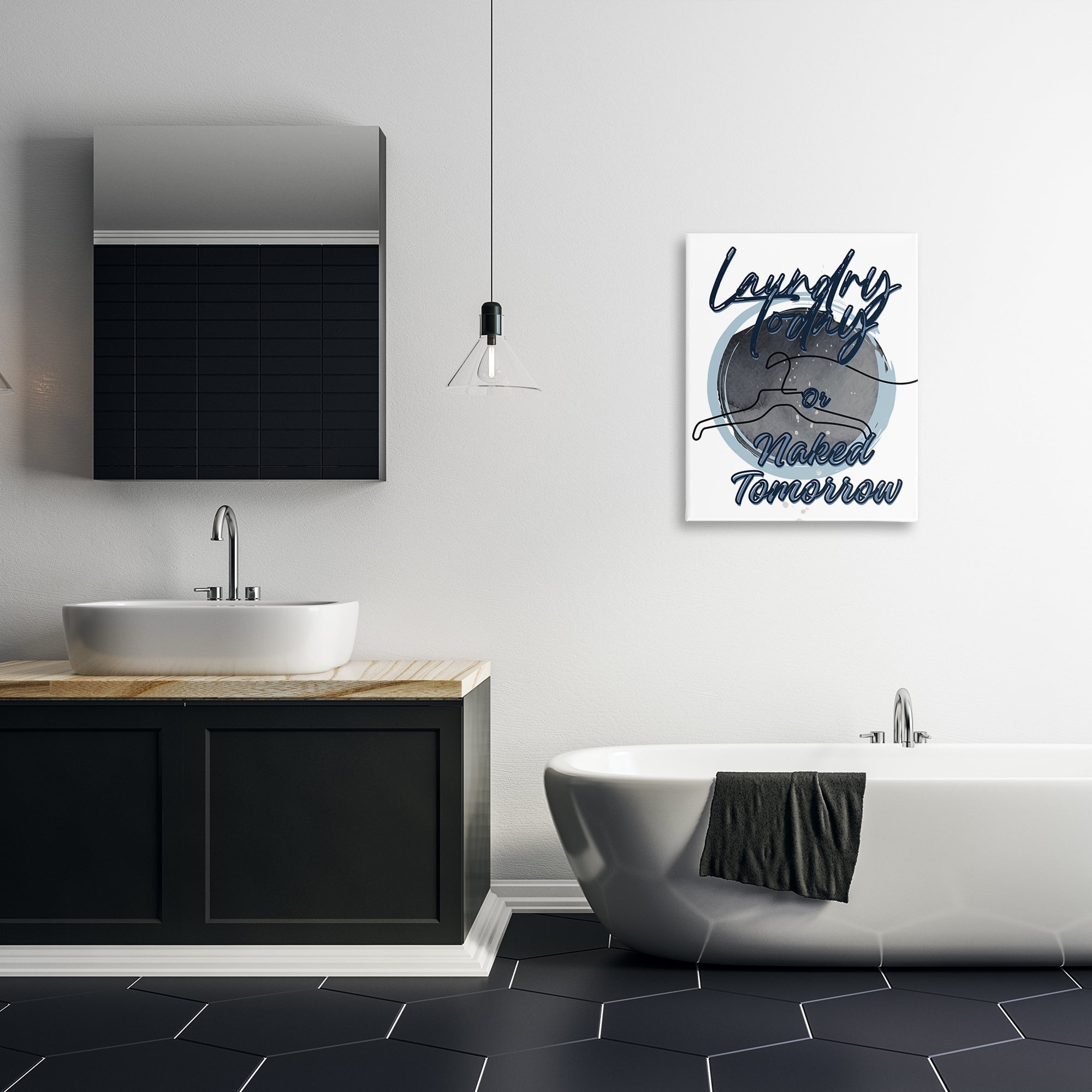 Laundry Phrase with Hanger Contour Canvas Wall Art, design by Jesse Keith