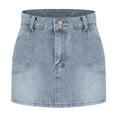 thumbnail image 6 of JGGSPWM High Stretchy Mini Skort Skirt for Women,Low Waist Denim Skort Shorts with Pockets Blue M, 6 of 8