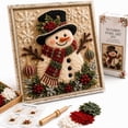 thumbnail image 2 of Christmas 3D Punch Needle Art Kit for Beginners, DIY Fabric Stamping Craft Set With Stand Frame, Vintage Holiday Wall Decor Handmade Gift, 2 of 6