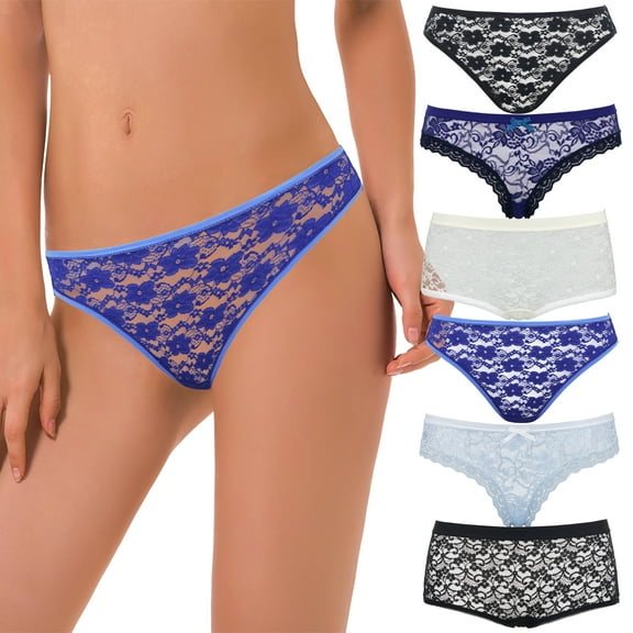 Curve Muse Women's Sexy Lace Bikini Hipster Boyshorts Underwear Panties-6 Pack-PACKB-S/5
