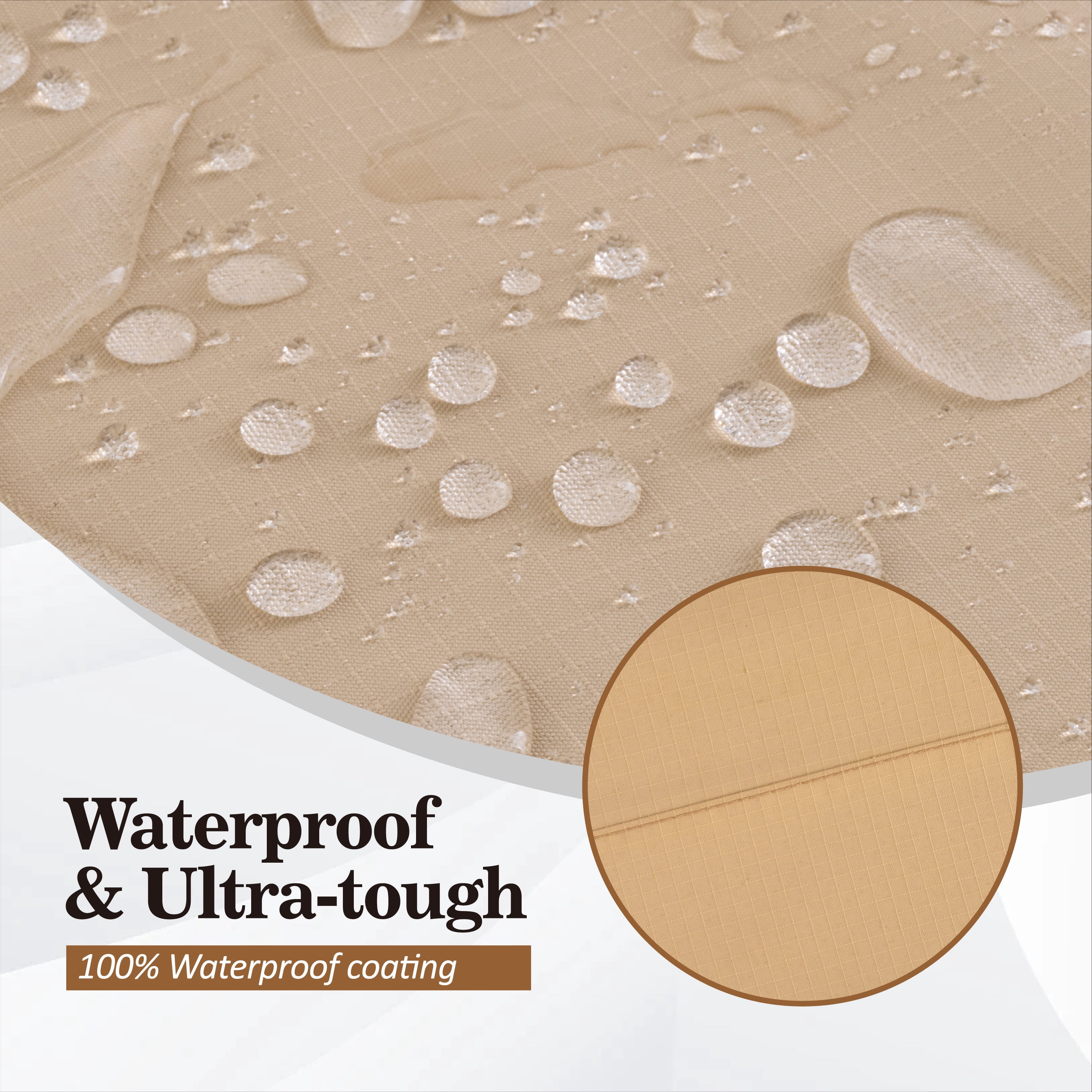 WJ-X3 Waterproof Patio Table Cover, Anti-Fade Rip-Stop Fabric,  86"(L)x47"(W)x31"(H), Beige