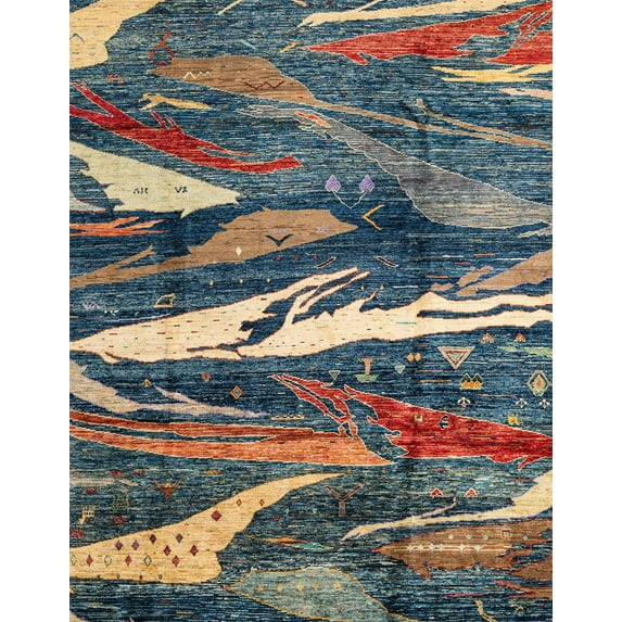 Ahgly Company Machine Washable Indoor Rectangle Abstract Black Area Rugs, 7' x 9'