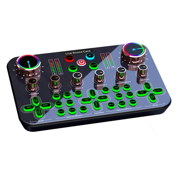 Riwcyla Live Sound Card Audio Mixer Recording Desktop Singing BT 48V XLR Phantom OTG Digital Lossless Transmission for Streaming Podcasting Gaming Recording Soundboard Built,in Battery