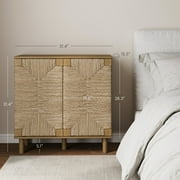 Nathan James Beacon Accent Cabinet with Seagrass Doors and Adjustable Shelf, Light Wood