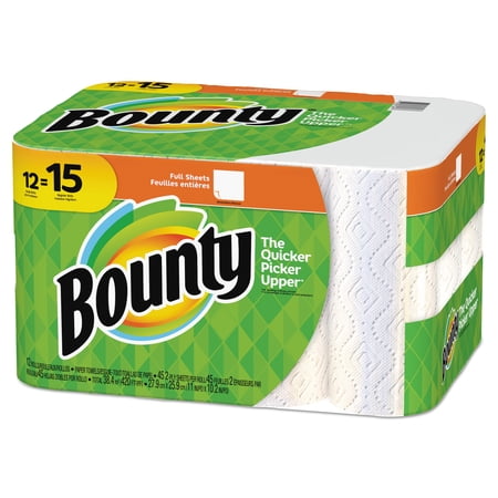 Bounty Paper Towels 2-Ply, White, 45 Sheets/Roll, 12 Rolls/Carton -PGC74697