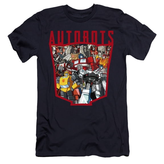 Transformers Autobot Collage HBO S/S Adult 30/1 T-Shirt Navy
