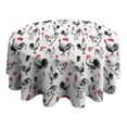 thumbnail image 4 of Red Flower Chicken Pattern Round Tablecloth 60"x60",Wrinkle Wipeable Table Cloth for Kitchen Dining Room Picnic Patio Party, 4 of 6