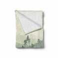 thumbnail image 2 of Forest Soft Flannel Fleece Throw Blanket, Panorama of a Valley and Mystic Forest of Pine Trees Natureme, Cozy Plush for Indoor and Outdoor Use, 60" x 80", Eggshell and Sage Green, by Ambesonne, 2 of 6