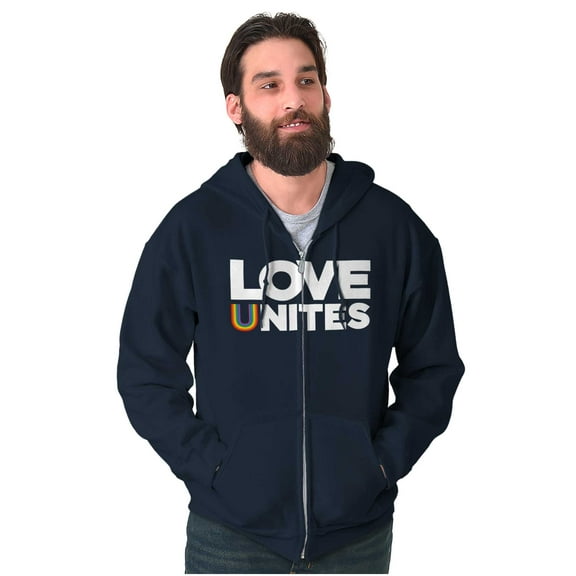 Love Unites Upside Down Rainbow Zip Up Hoodie Men's Women's Brisco Brands S