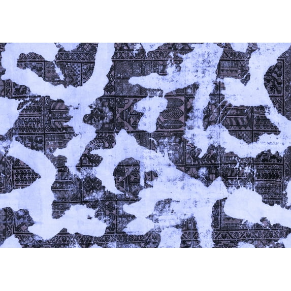 Ahgly Company Machine Washable Indoor Rectangle Abstract Blue Modern Area Rugs, 8' x 12'