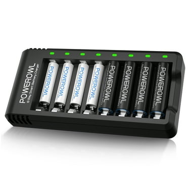 Powerowl Rechargeable Battery Charger with 4 AA and 4 AAA Rechargeable Batteries NiMH