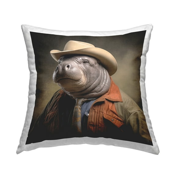 Stupell Industries Western Manatee Portrait Decorative Printed Throw Pillow Design by RB