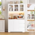thumbnail image 6 of Homfa 70.9'' Kitchen Pantry Cabinet with Charging Station and LED Light, 3 Drawers Buffet Storage Cabinet with Glass Doors and Adjustable Shelves, White, 6 of 10