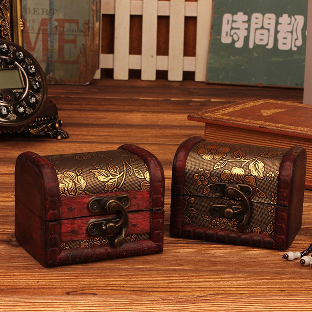 Vikakiooze Jewelry Box Vintage Wood Handmade Box With Mini Metal