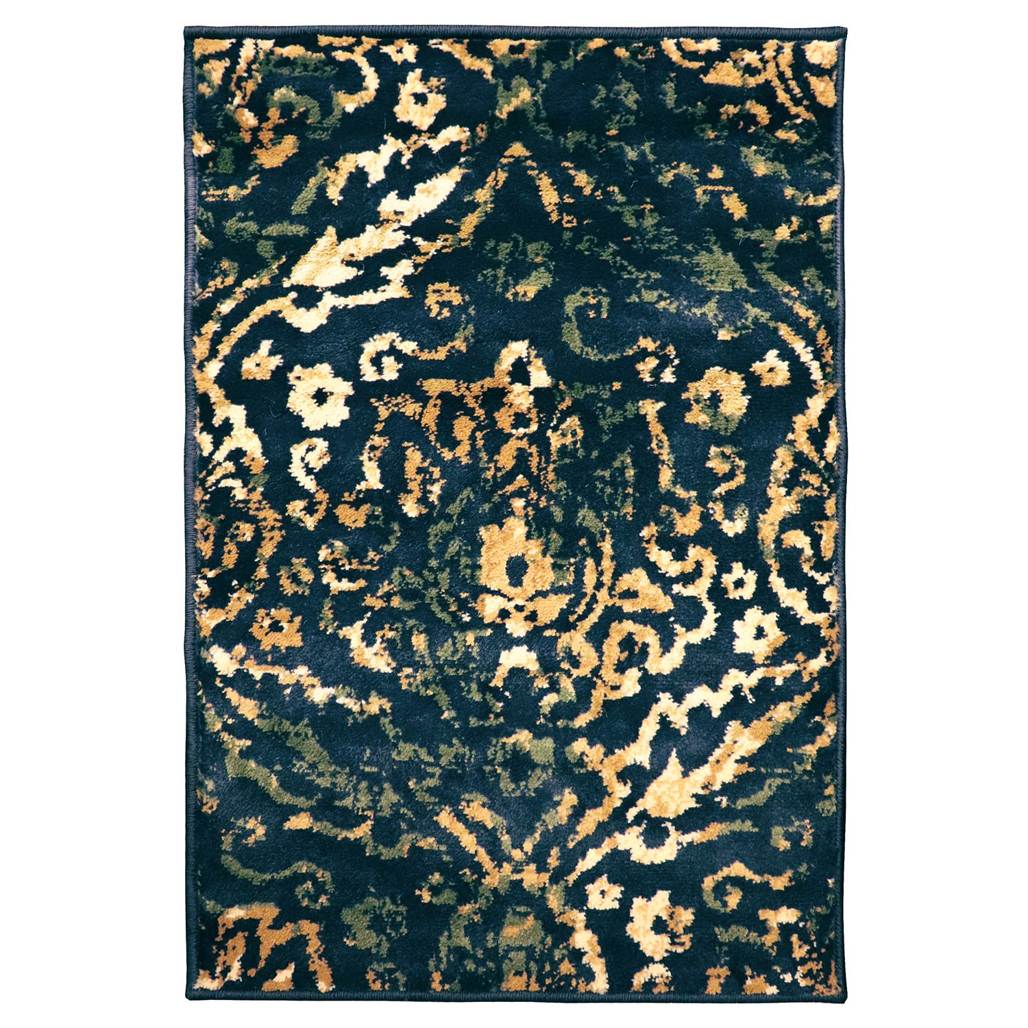 Northman Contemporary Oriental Damask Area Rug Navy Blue / 4 ft. x 6 ft