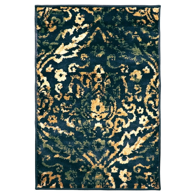 Northman Contemporary Oriental Damask Area Rug Navy Blue / 4 ft. x 6 ft