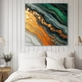 thumbnail image 4 of Teal Orange Marble Wall Art Painting on Canvas, Modern Ink Painting Abstract Canvas Art Home Prints Wall Art Framed Modern Artwork for Living Room Bedroom Wall Decor 12x12in, 4 of 9