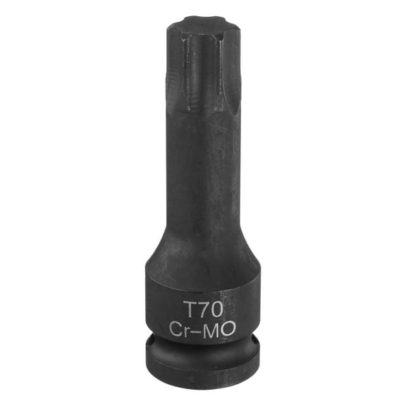 Uxcell T70 Torx Bit Socket 1/2" Drive 6 Point Torx Star Screwdriver Socket Adapter CR-MO Steel Impact Bit Sockets