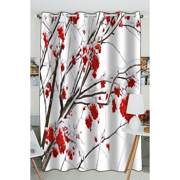 ABPHQTO Branches Of Mountain Ash In Ice Window Curtain Kitchen Curtain Window Drapes Panel 52x84 inch (One Piece)