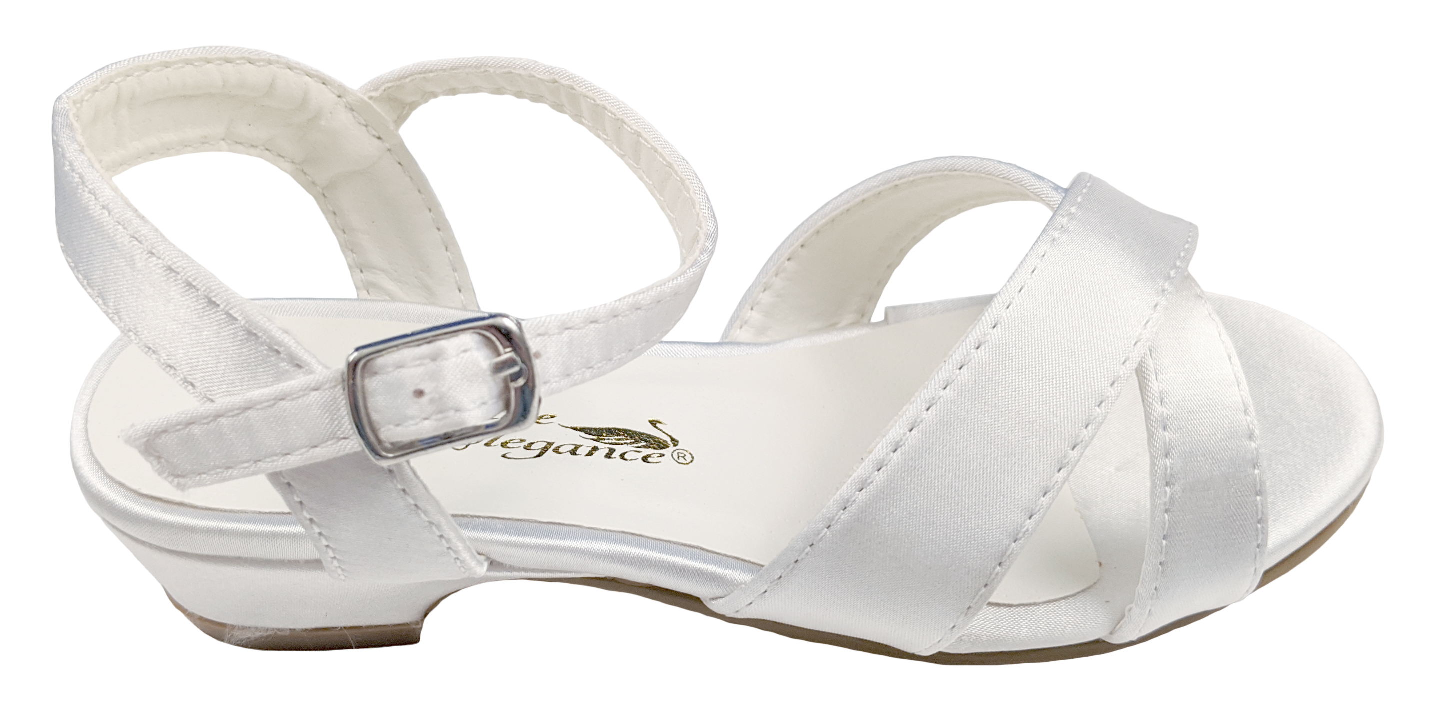 Little Things Mean A Lot Girls White Satin Dress Sandals with Heel (Little Girl, Big Girl) - image 3 of 6
