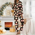 thumbnail image 2 of Tiweut Womens Christmas Pajamas Sets Cozy Santa Graphic Print Long Sleeve Lapel Blouses and Long Comfy Pants for Holiday Comfort Homewear Nightwear Outfit Regular Sleepwear,Black1,M, 2 of 5