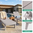 thumbnail image 6 of CDCASA Oversized Outdoor Chaise Lounge Chair with 5-Level Adjustable Backrest & Hidden Cup Holder, PP Resin Waterproof Patio Lounge Chairs for Outside(Gray, Set of 2), 6 of 9