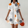 thumbnail image 3 of Iyufng Women Dresses for Summer Women's Short Sleeve Button Down Casual Printed Flowy A-Line Shirt Dress, 3 of 9