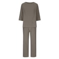 thumbnail image 4 of NMMUED Linen Outfits Women 2 Piece Summer Casual Dressy Linen Sets Breathable Outfits Wide Leg Pants Suits Casual Boho Beach Cute Outfits Linen Outfits Gray 3XL, 4 of 6