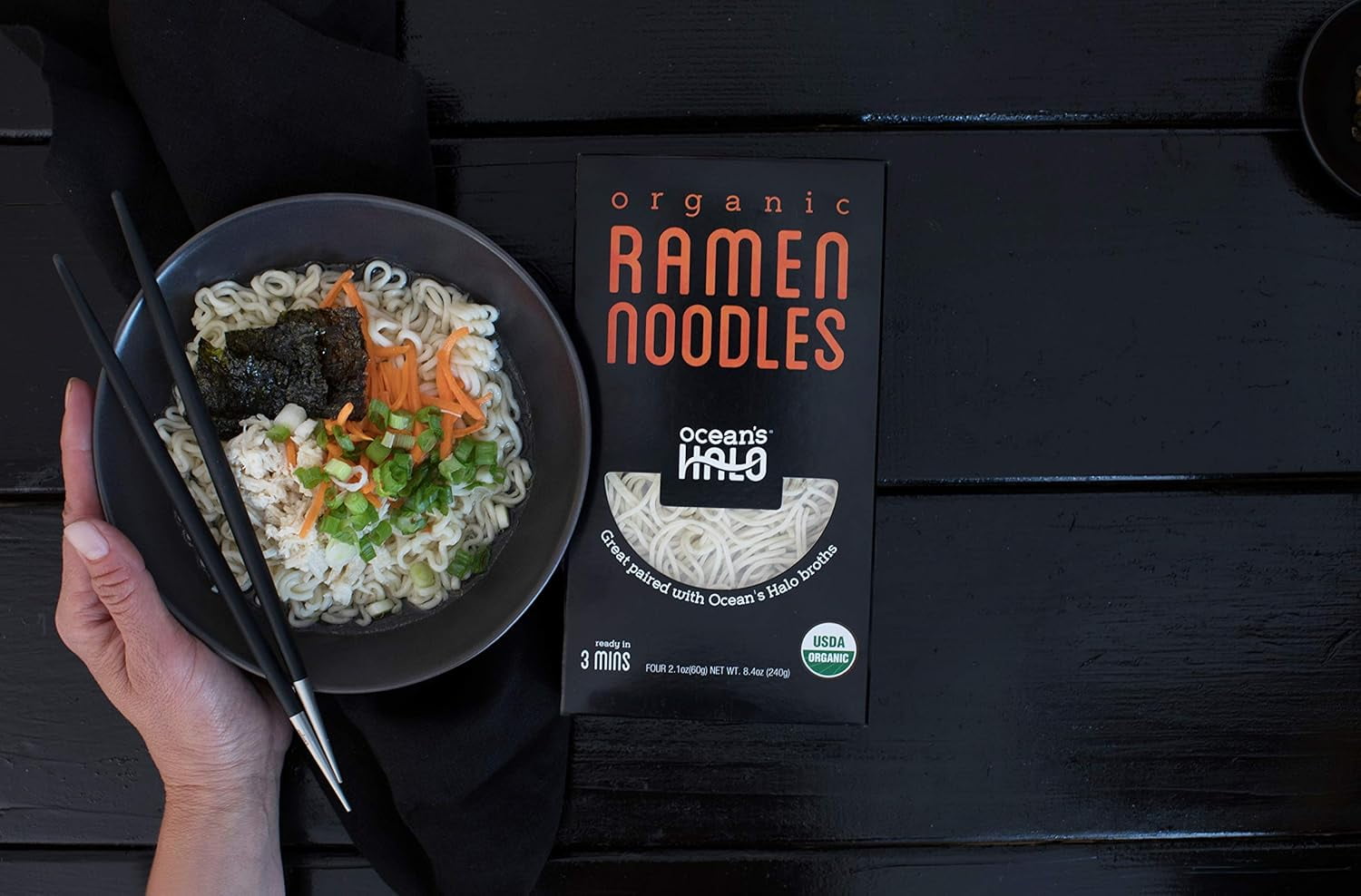 Ocean's Halo Organic Ramen Noodles - Vegan, Wheat Strands - 5 Pack, 8.4 oz