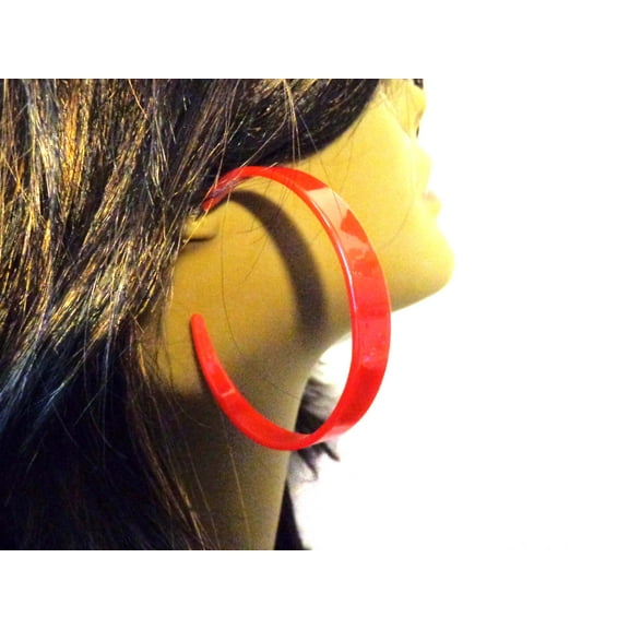 Large Red Hoop Earrings Thick Hoops 3 inch