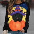 thumbnail image 2 of Tops casuales de cuello redondo de manga larga con estampado de Halloween para mujer Pompotops FGAJ4315, 2 of 4